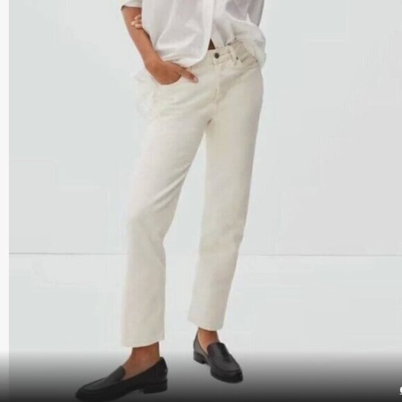 New Everlane Womens The Rigid Slouch Jeans Ecru Sz 28 Relaxed Straight High Rise - Picture 14 of 14